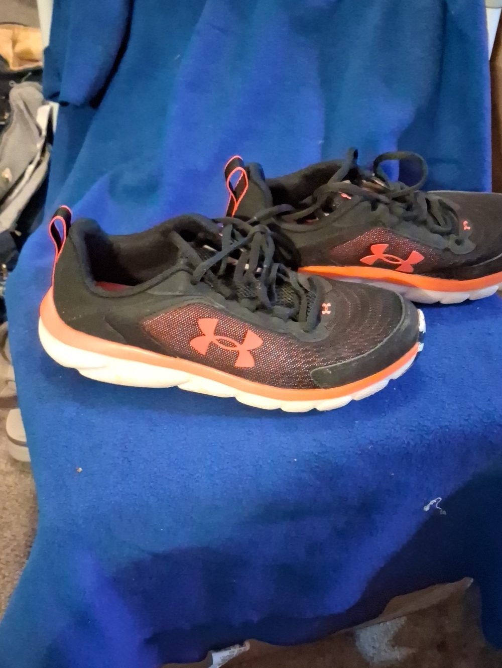 Under Armour Kids Black with Orange Accent Athletic Sneakers